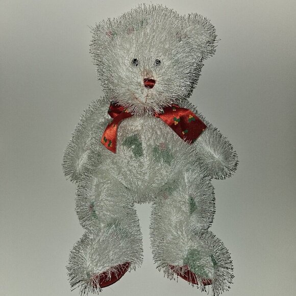 Sugar Loaf Other - White Teddy Bear Plush 15" Stuffed Toy Red Green Holly Bow Christmas Sugar Loaf